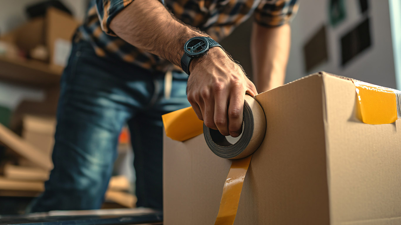 Packing tape and materials used to protect a moving box
